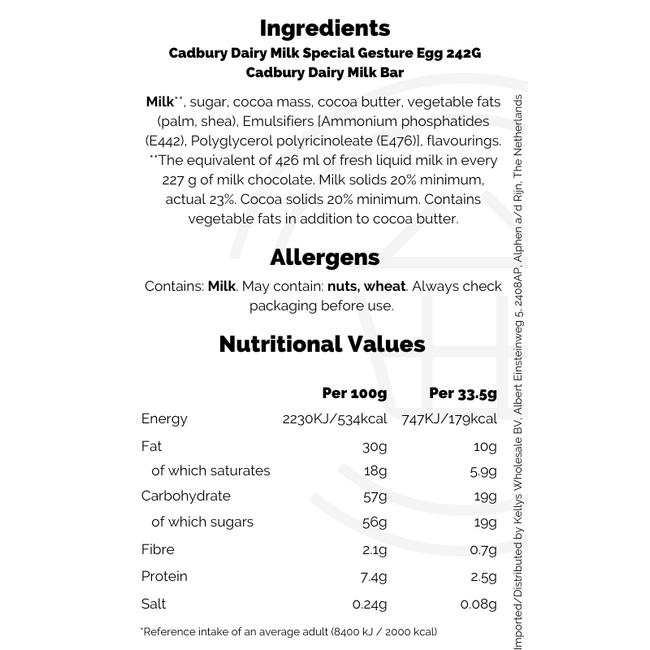 Cadbury Dairy Milk Special Gesture Egg 6x242G