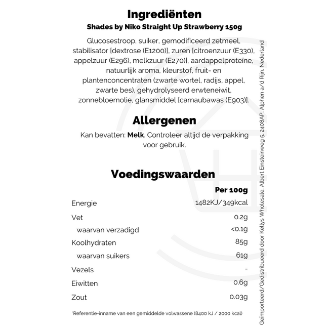 Shades by Niko Straight Up Strawberry 20x150g