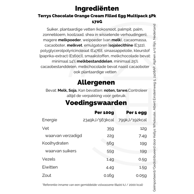 Terrys Chocolate Orange Cream Filled Egg Multipack 5Pk 20x170G