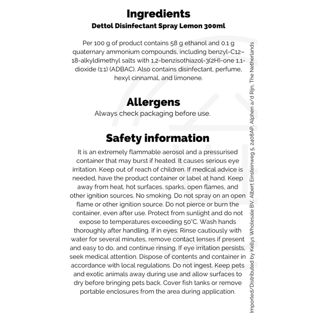 Dettol Disinfectant Spray Lemon 6x300ml