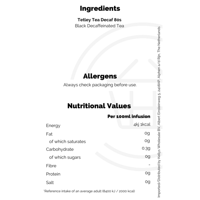 Tetley Decaf Tea 6x80's