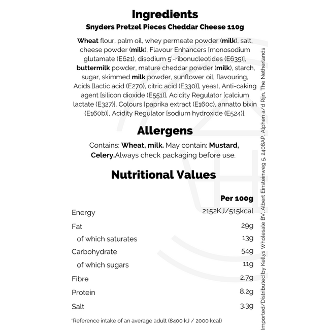 Snyders Pretzel Pieces Cheddar Cheese 10x110g