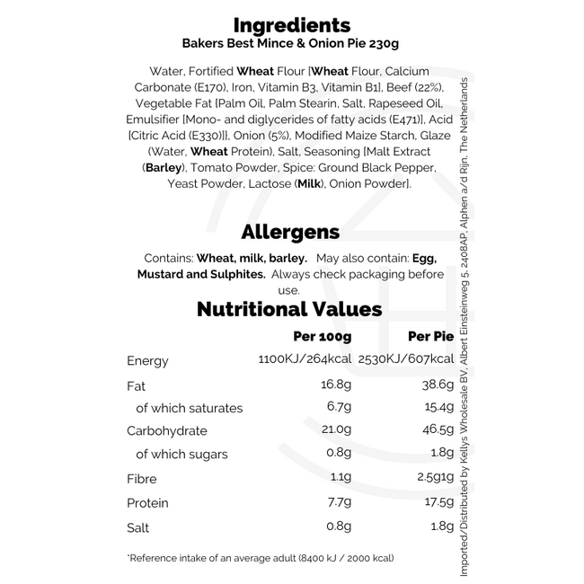 Bakers Best Mince & Onion Pies 8x6pk