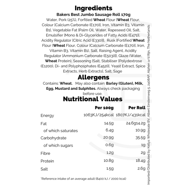 Bakers Best Jumbo Sausage Rolls 8x6pk