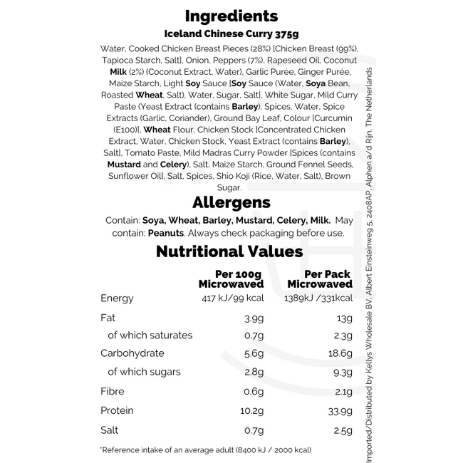 Iceland Chinese Curry 24x375g