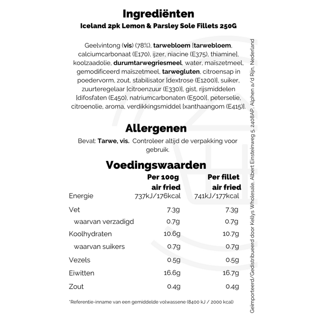Iceland Dusted Lemon & Herb Yellowfin Sole 12x250g