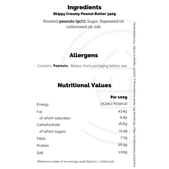 Skippy Creamy Peanut Butter 6x340g