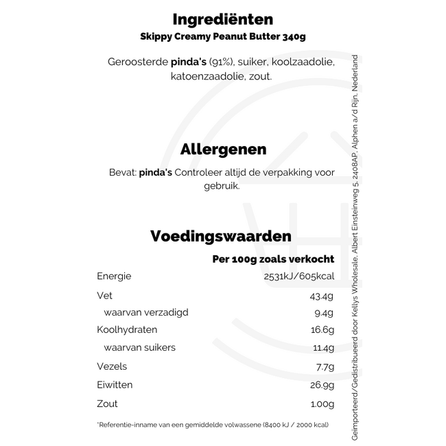 Skippy Creamy Peanut Butter 6x340g