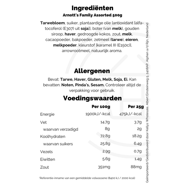 Arnott's Family Assorted 8x500g