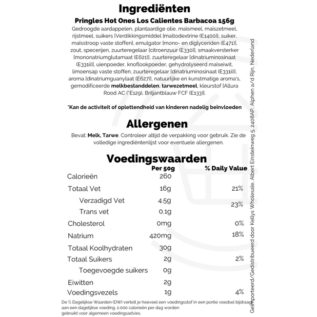 Pringles Hot Ones Los Calientes Barbacoa 14x156g
