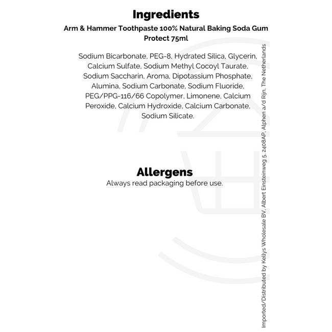 Arm & Hammer Toothpaste 100% Natural Baking Soda Gum Protect 12x75ml