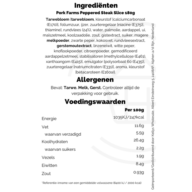 Pork Farms Peppered Steak Slice 6x180g