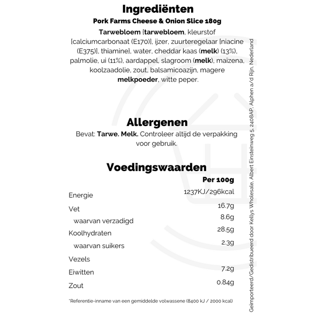 Pork Farms Cheese & Onion Slice 6x180g