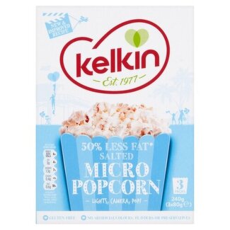 Kelkin Kelkin Microwave 50% Less Fat Salted Popcorn 3 Pack  16x90g