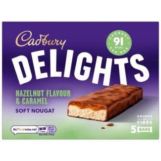 Cadbury  Cadbury Delights Hazelnut & Caramel Chocolate Nougat Bar 5 Pack 9x22g