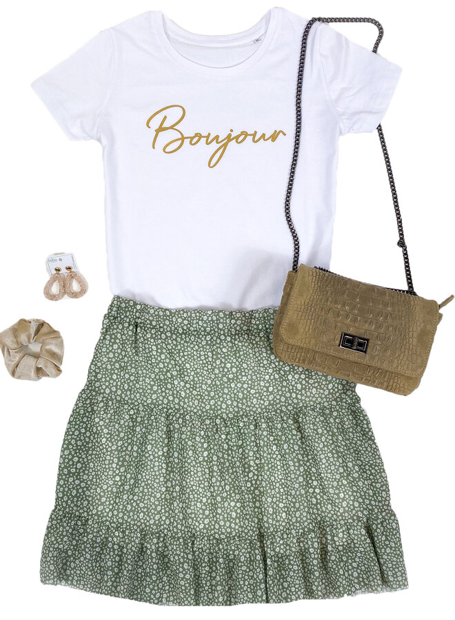 Shirt Zwart/Wit - 'Bonjour' - Supersale