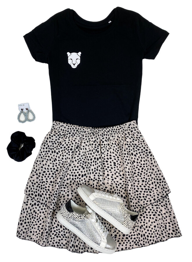 Shirt Zwart/Wit - 'Panterkop (mini)' - Supersale