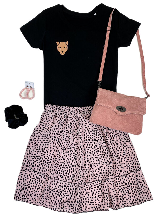 Shirt Zwart/Wit - 'Panterkop (mini)' - Supersale