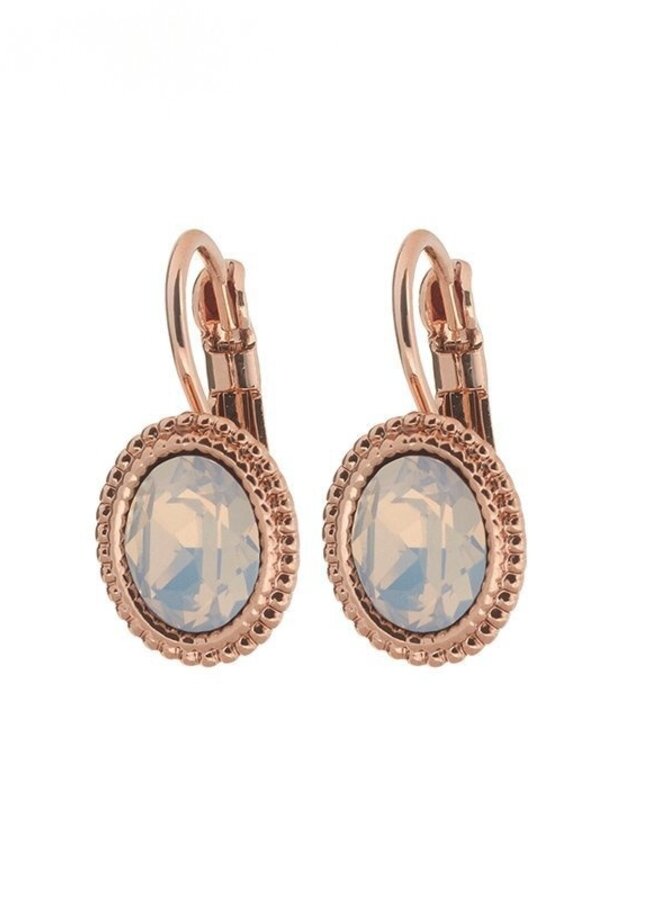Oorbellen -White Opal/Rose