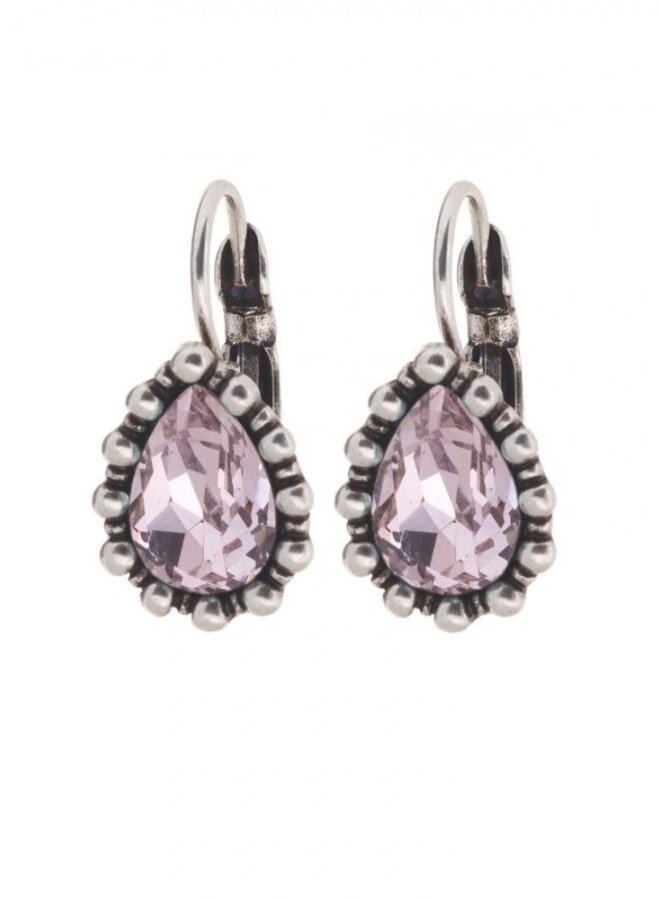 Oorbellen Amber-Roze/Zilver