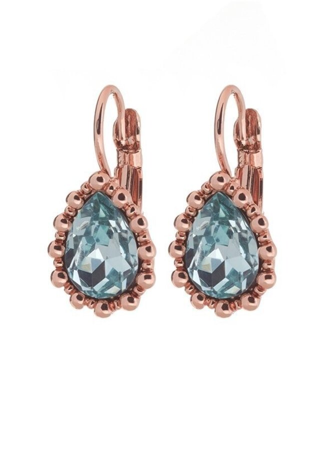 Oorbellen Amber-Blauw/Rose