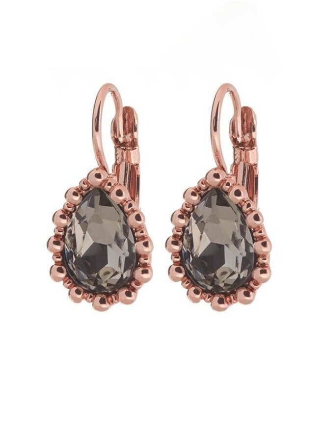 Oorbellen Amber-Black Diamond/Rose