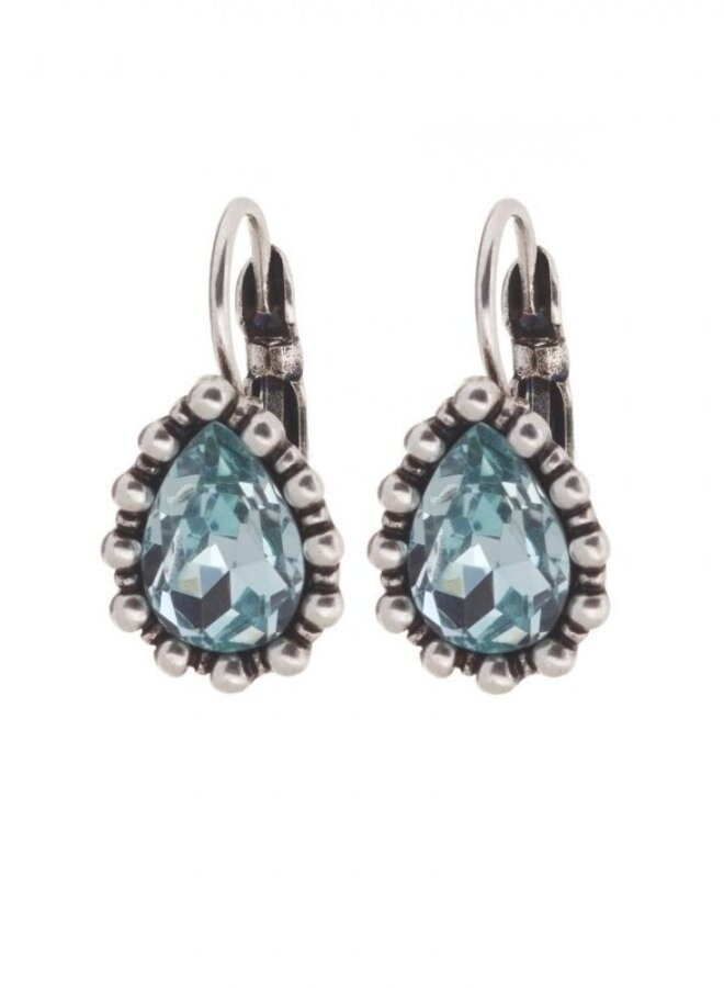 Oorbellen Amber-Blauw/Zilver