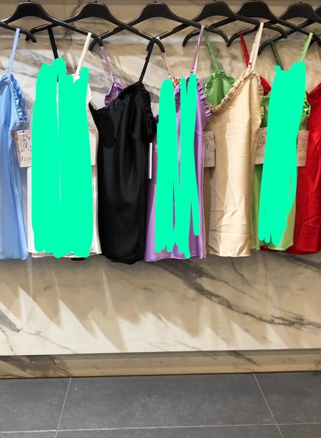 Spaghetti Top Ruffle Zwart