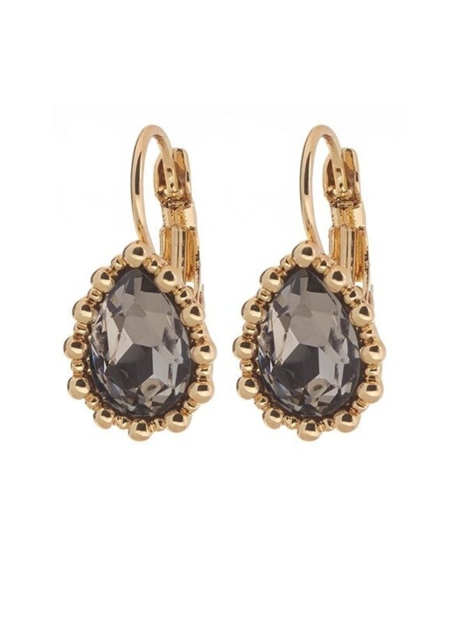 Oorbellen Amber-Black Diamond/Goud