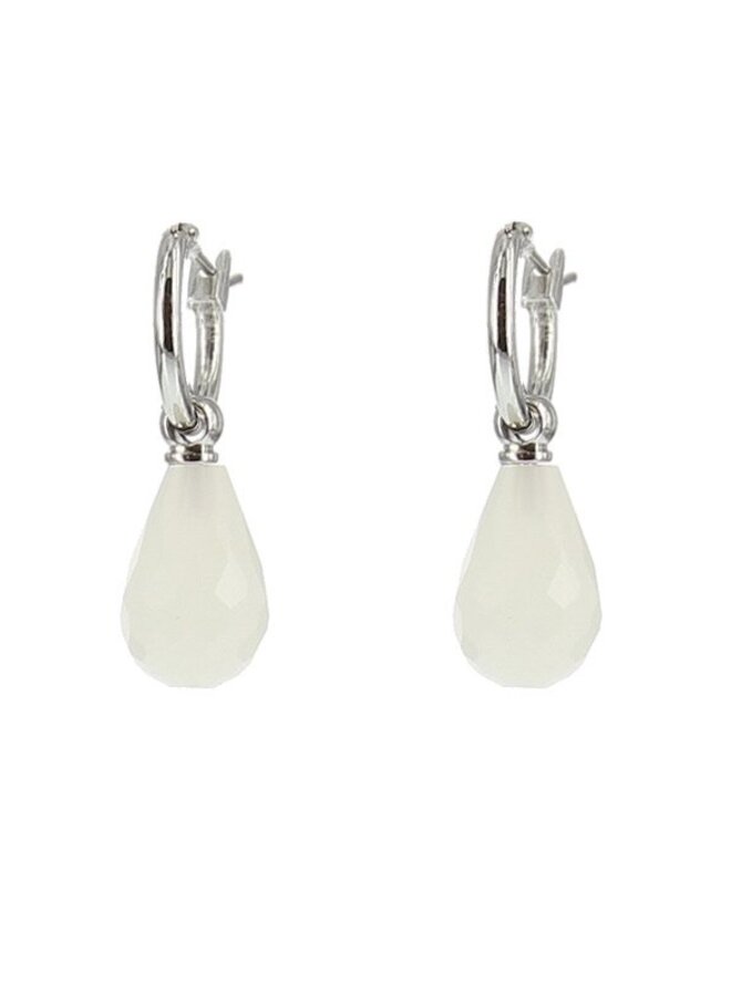 Oorbellen 80314 White Opal/Zilver