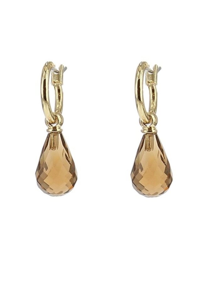 Oorbellen 80315-  Smoked Topaz/Goud