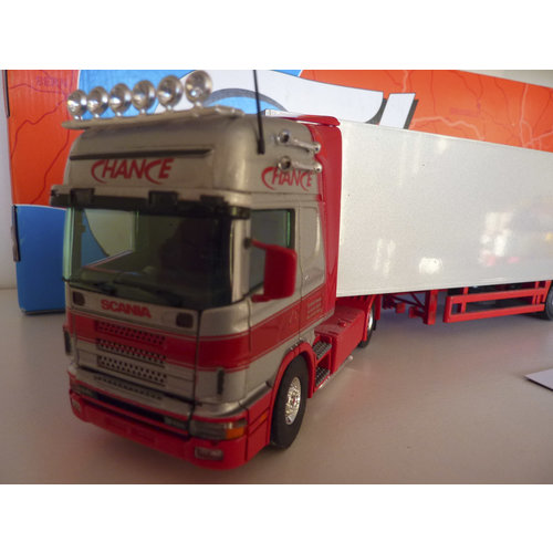 Tekno Tekno Scania 164L/480 met gesloten oplegger Chance Duitsland Tekno Tekno Scania 164L/480 met gesloten oplegger Chance Duitsland