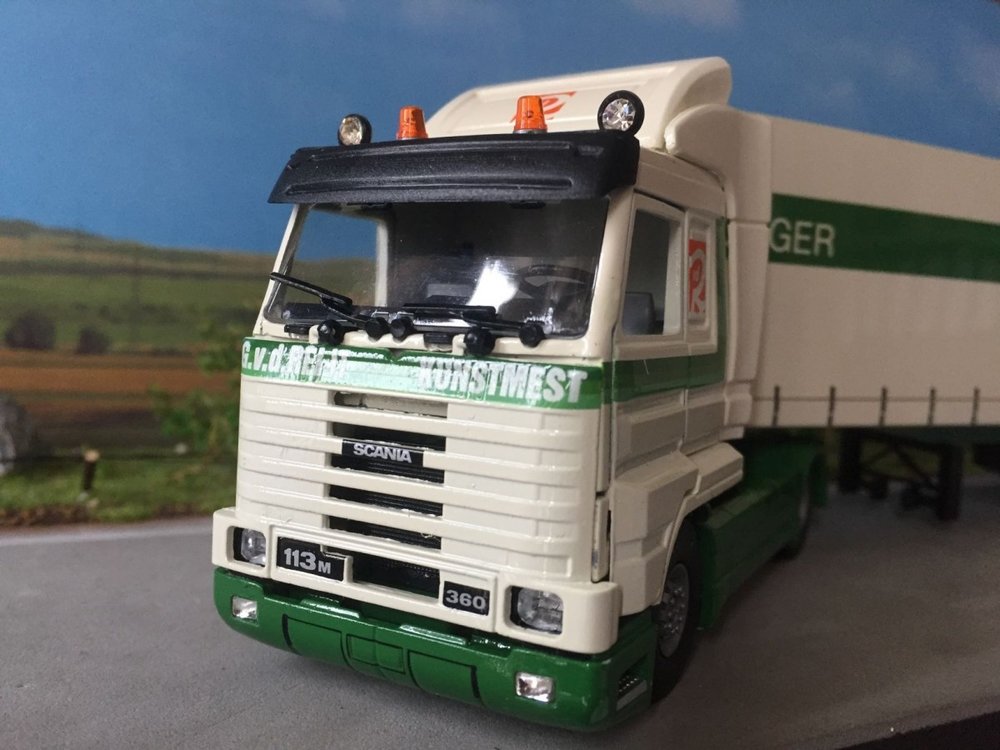 Tekno Tekno Scania 113M streamliner with tautliner semi trailer G. vd Reijt meststoffen