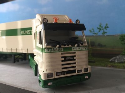 Tekno Tekno Scania 113M streamliner with tautliner semi trailer G. vd Reijt meststoffen