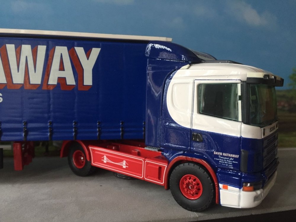 Tekno Tekno Scania 124L/400 met schuifzeilenoplegger David Hathaway UK