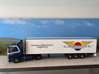 Tekno Tekno Scania 114L with box semi trailer D.J. Middelkoop