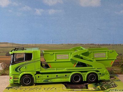 Tekno Tekno Scania R-serie low roof with Laxo hooklift system Miljo Trans