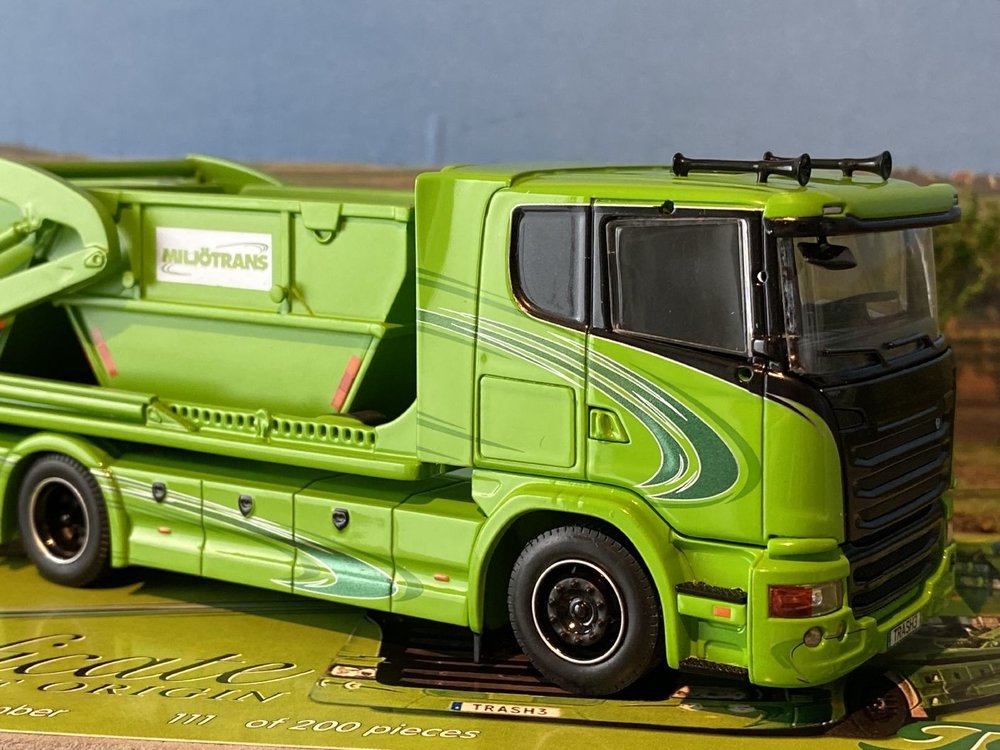 Tekno Tekno Scania R-serie laag dak met Laxo afzetysteem Miljo Trans