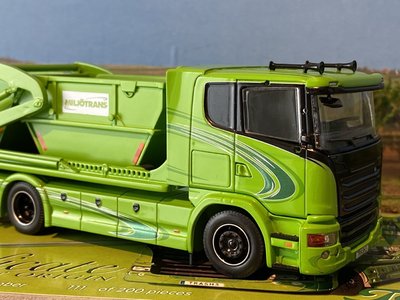 Tekno Tekno Scania R-serie low roof with Laxo hooklift system Miljo Trans