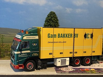 Tekno Tekno Volvo FH12 truck with with 2-axlessige trailer Gam Bakker