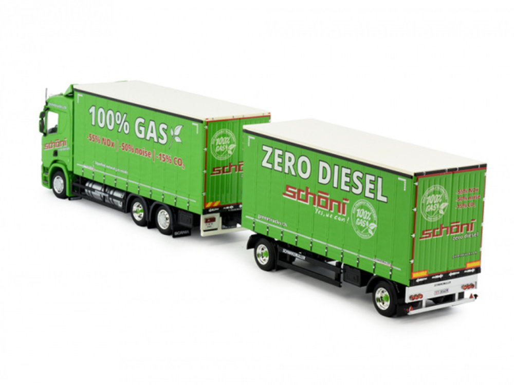 Tekno Tekno Scania Next Gen R-serie motorwagen met 2-assige schamelaanhanger Schöni