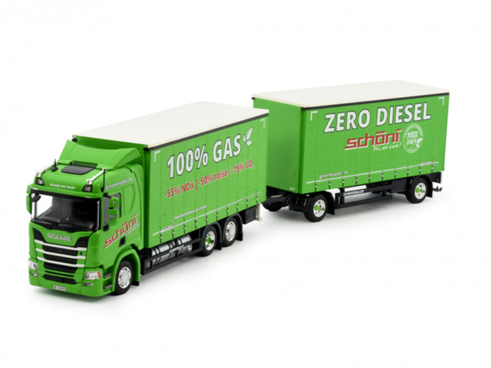 Tekno Tekno Scania Next Gen R-serie motorwagen met 2-assige schamelaanhanger Schöni