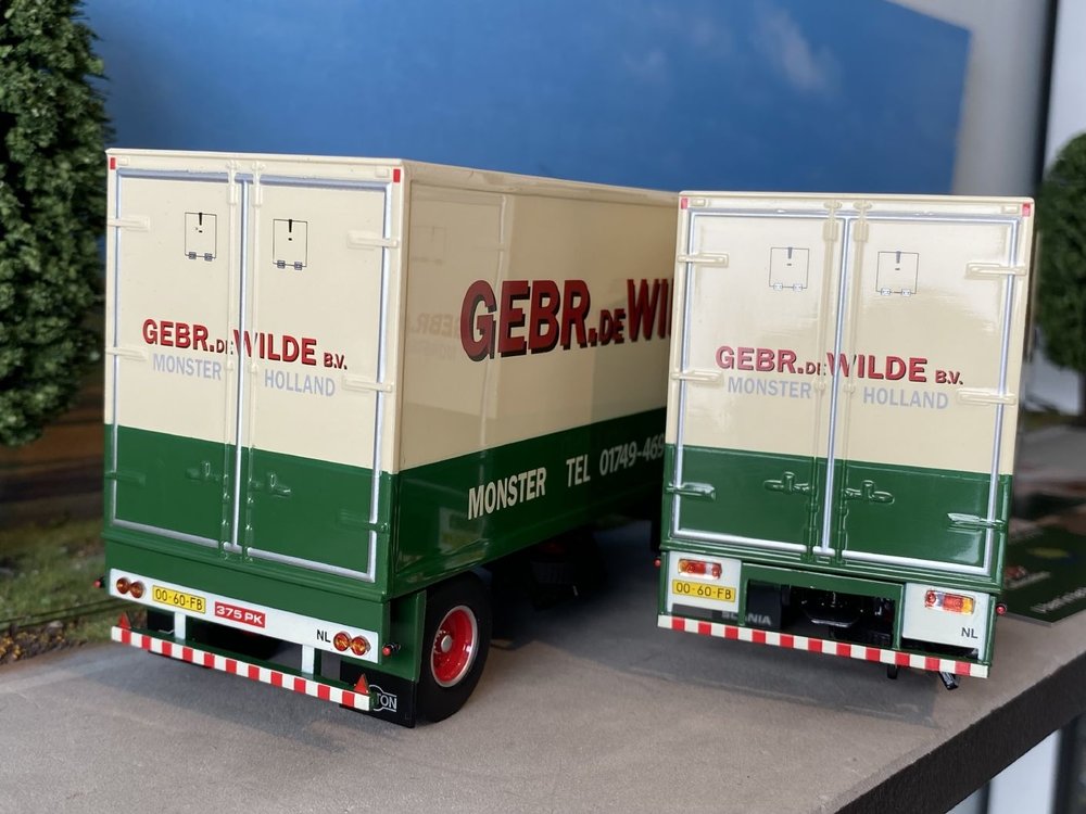 Tekno Tekno Scania 140 motorwagen met aanhanger Gebr. de Wilde