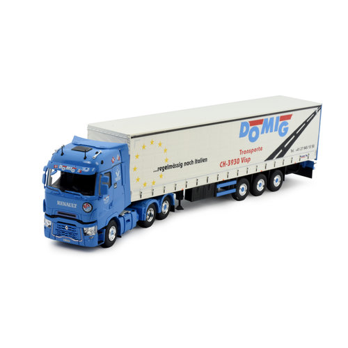 Tekno Tekno Renault T 6x2 with 3-axle curtainside trailer Domig