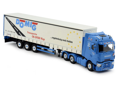 Tekno Tekno Renault T 6x2 with 3-axle curtainside trailer Domig