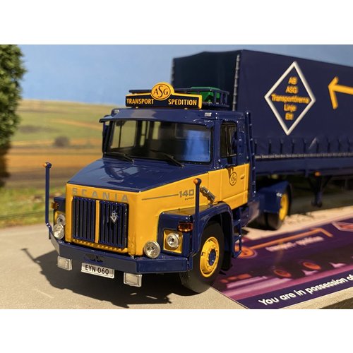 Tekno Tekno Scania 140 Torpedo with classic curtain side trailer ASG Tekno Tekno Scania 140 Torpedo with classic curtain side trailer ASG