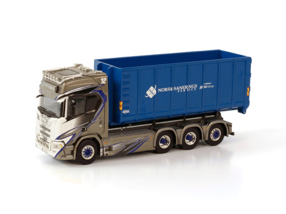 WSI WSI  Scania R Highline 8x4 rigid truck with hooklift system + container 40m3 Norsk Saneringsservice