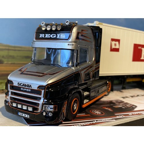 Tekno Tekno Scania T5 Topline Torpedo 4x2 met container trailer + 40ft. REGIS Tekno Tekno Scania T5 Topline Torpedo 4x2 met container trailer + 40ft. REGIS