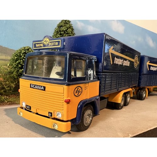 Tekno Tekno Scania 141 6x2 Rigid truck with 2-axle trailer ASG Tekno Tekno Scania 141 6x2 Rigid truck with 2-axle trailer ASG