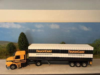 Tekno Tekno Scania T 142H/V8 4x2 with 3-axle container trailer + 2 x 20ft. Truckcare